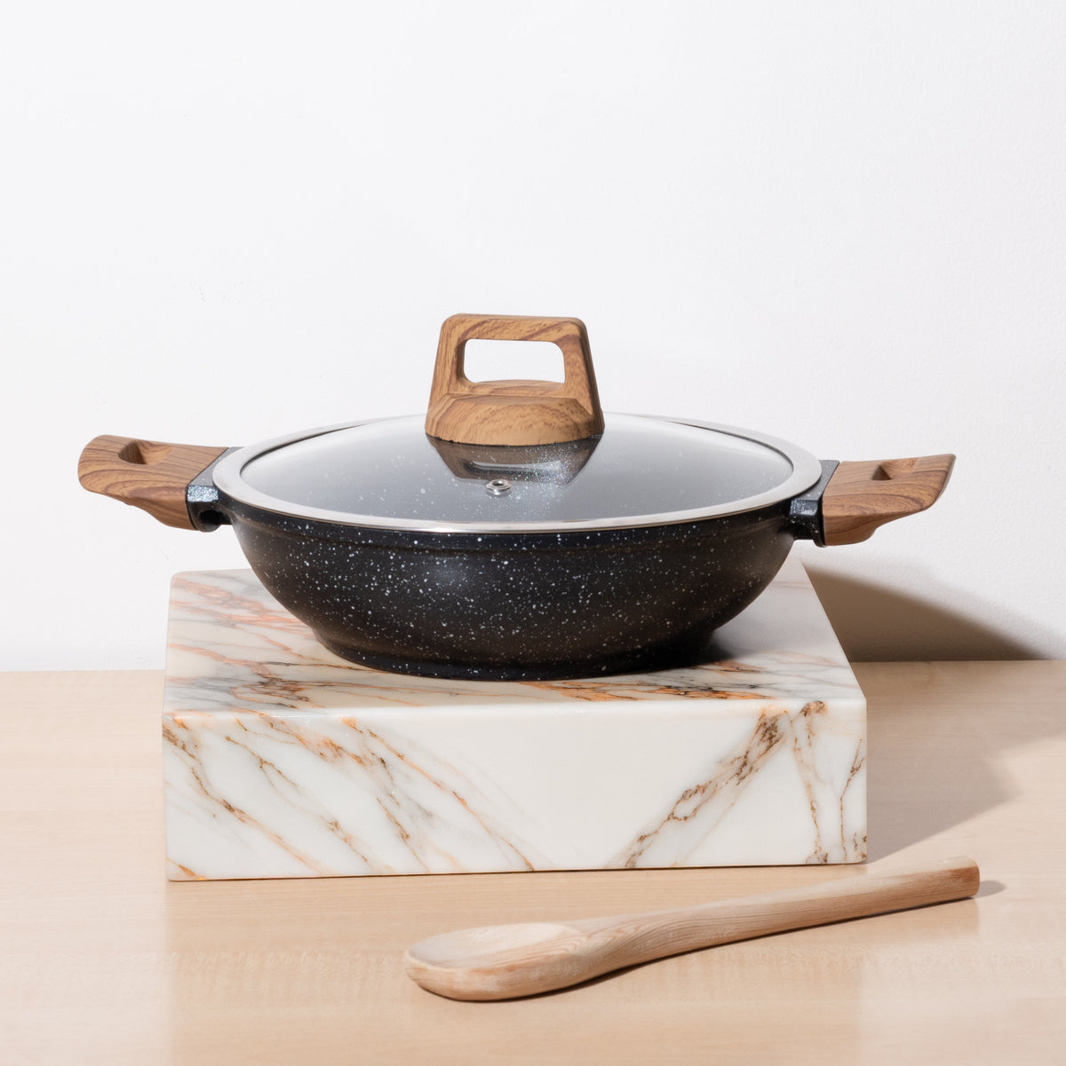 CeraStone Granite Nonstick Kadai with Glass Lid