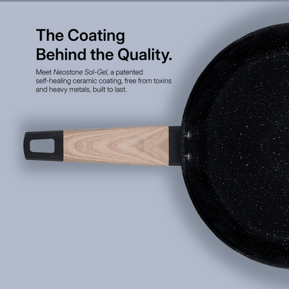 Ceracook Granite Ceramic Sauce Pan 16cm with Glass Lid Midnight Black