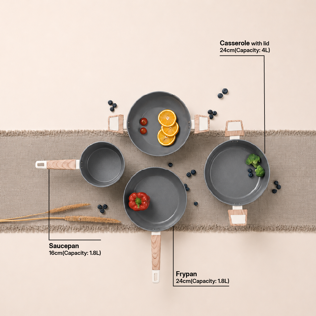 Ceracook Granite Ceramic Cookware Set of 4pcs